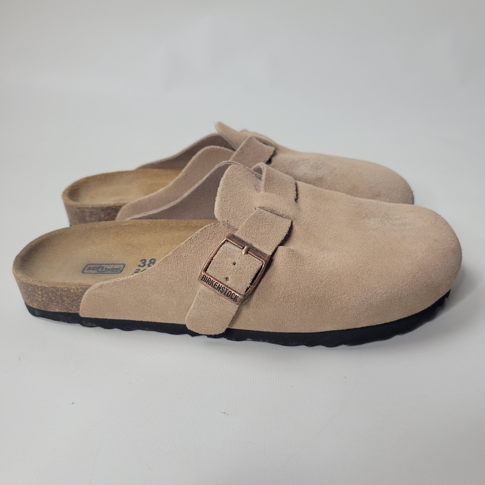 Birkenstock Boston Soft Footbed Taupe Suede Clogs EU 38 US Women 7-7.5 Narrow